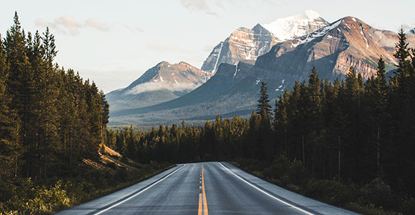 Road through Rocky Mountains